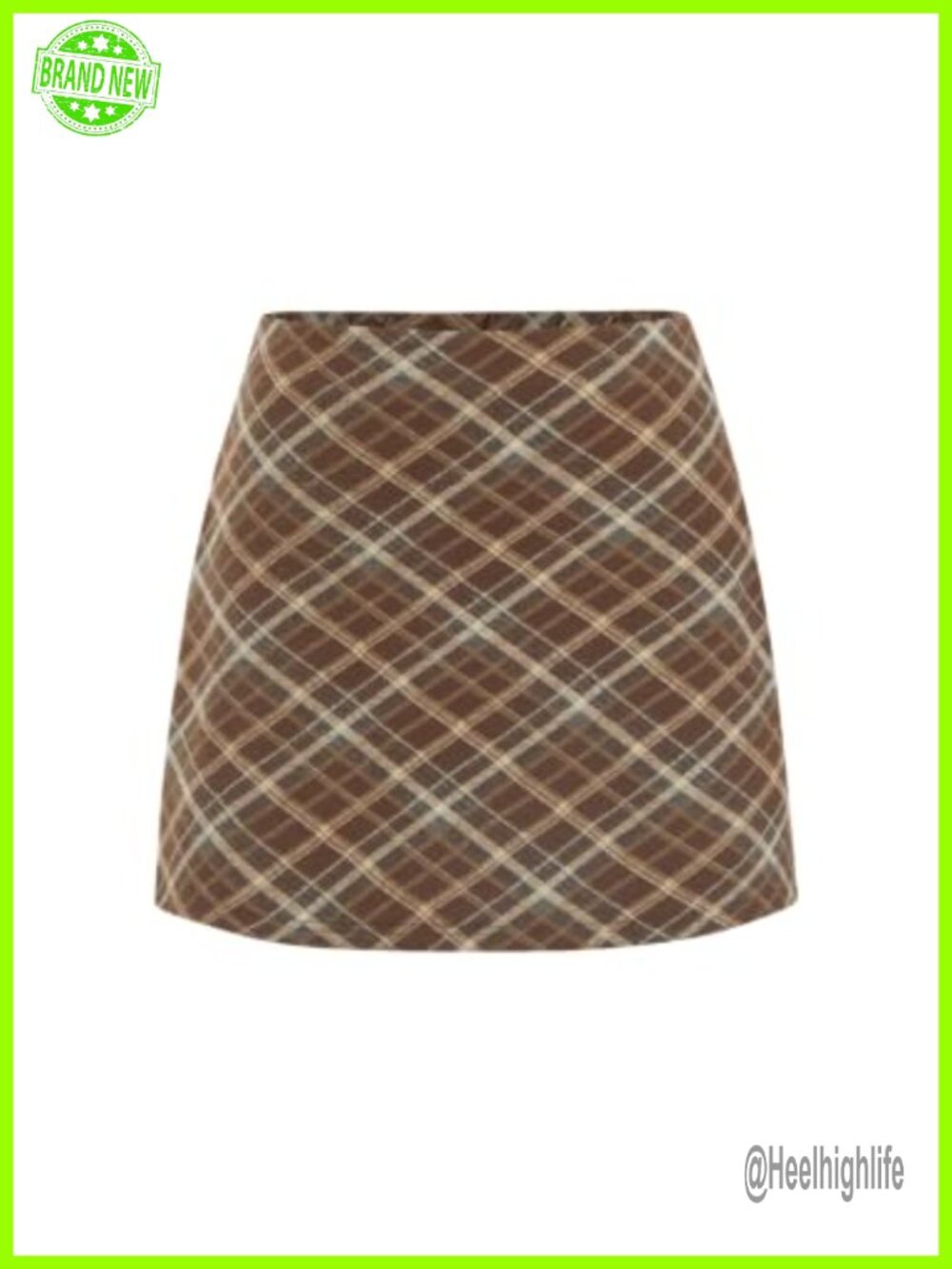 Plaid A-Line Mini Skirt High Waisted Side Zip Casual Fall Bottom